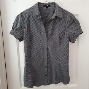 Express Black Grey Striped Blouse Shirt Small